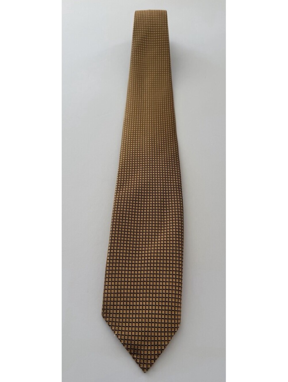 J.Z. Richards 100% Silk Tie – Buckelew's Gold w/ Small Square Geometric